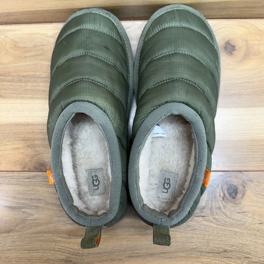 UGG Tasman Quilted Nylon Puffer Slippers Youth Size 6 Big Kids Boys Green